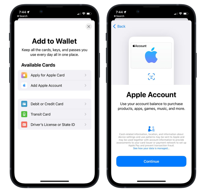 弓长岭苹果手机维修分享iOS 15.5钱包App如何添加 Apple 账户 