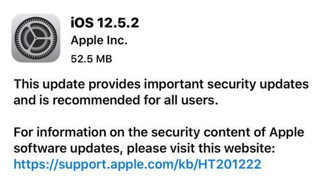 弓长岭苹果手机维修分享iOS12.5.2发布，建议所有老苹果用户安装 